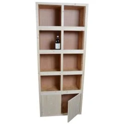 Tout neuf ✔️ Armoire à Vin 8 Casiers Avec Portes Basses Bois Clair 83 X 37 X 202 Cm ????