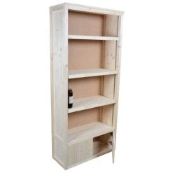 Tout neuf ???? Armoire Haute Portes Basses Bois Clair 90 X 37 X 200 Cm ???? -Buffets Shop armoire haute portes basses bois clair 90 x 37 x 200 cm 03