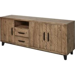 Page de garde -Buffets Shop bahut 3 portes marron pin 80 h x 50 l x 200 p cm 02