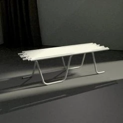 Sortie ✨ Banc Tubulaire L130 X P 43 X H 40 Cm Blanc Mat ????