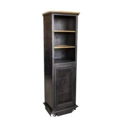 Grosses soldes ⭐ Bibliothèque Industrielle Fer & Bois Ciré 1 P. + Niche + 2 étagères L61xP46xH192 ❤️