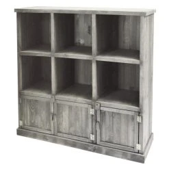 Vente flash ???? Buffet Bas 6 Cases 3 Portes L117 X P38 X H121cm Gris Clair ✔️