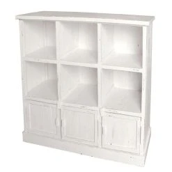 Vente flash ???? Buffet Bas Héritage Blanc Patiné 6 Cases 3 Portes L119 X P39 X H110cm ????