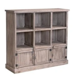 Meilleur prix ???? Buffet Bas Héritage Pin Vieilli 6 Cases 3 Portes L119 X P39 X H110cm ????