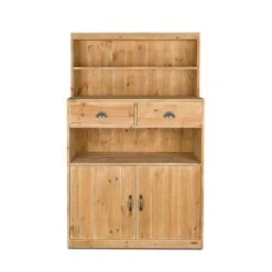 Offres ???? Buffet De Service H160cm, 2 Tiroirs, 2 Portes, Bois Massif, 100x49x160 Cm ????