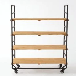 Budget ???? Chariot Boulanger Métal Noir Et Tablettes Bois L120 X P50 X H150cm ???? -Buffets Shop chariot boulanger metal noir et tablettes bois l120 x p50 x h150cm 04