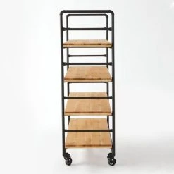 Budget ???? Chariot Boulanger Métal Noir Et Tablettes Bois L120 X P50 X H150cm ???? -Buffets Shop chariot boulanger metal noir et tablettes bois l120 x p50 x h150cm 05