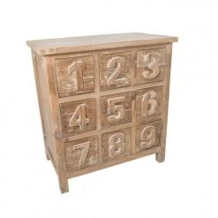 Offres ???? Commode 9 Tiroirs Numérotés Cirée L68 X P40 X H73 ????