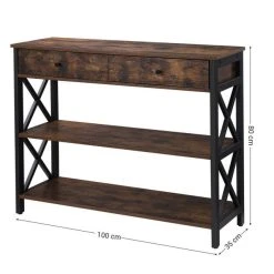 Meilleure affaire ❤️ Commode Métal Et Bois 2 TiroirsL100 X P33 X H80 Cm ???? -Buffets Shop commode metal et bois 2 tiroirsl100 x p33 x h80 cm 04