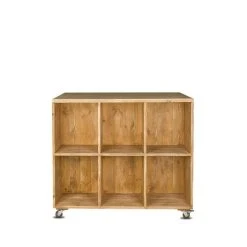 Promo ❤️ Comptoir épicerie Double Face à Roulet., 12 Casiers, Bois Massif, 119x75x100 Cm ????