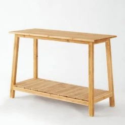 Le moins cher ???? Console 2 Niveaux L110 X P45 X H75 Cm Bois Contemporain ✨