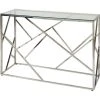 Sortie ❤️ Console Gris - Plateau Verre Pieds Métal 120 X 40 Cm ????