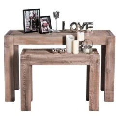 Meilleur prix ❤️ Console Héritage L118xP39xH75cm + L79xP29xH60cm - Aspect Vieilli - Par 2 ???? -Buffets Shop console heritage l118xp39xh75cm l79xp29xh60cm aspect vieilli par 2 03