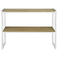 Coupon ❤️ Console Icub Double Plateau Industriel 32x140x75 Cm Blanc - Pin Vieilli ⭐ -Buffets Shop console icub double plateau industriel 32x140x75 cm blanc pin vieilli 02