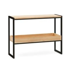 Acheter ???? Console Icub Double Plateau Scandinave 32x120x75 Cm Noir - Pin Naturel ????