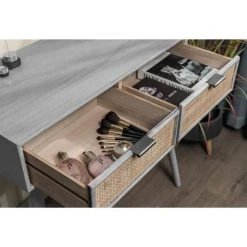 Meilleure affaire ???? Console Table Scandinave En Bois Avec 2 Tiroirs Gris 80x42x79 Cm ???? -Buffets Shop console table scandinave en bois avec 2 tiroirs gris 80x42x79 cm 03