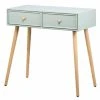 Vente flash ???? Console Table Scandinave En Bois Avec 2 Tiroirs Vert 80 X 42 X 79 Cm ✔️