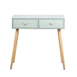 Vente flash ???? Console Table Scandinave En Bois Avec 2 Tiroirs Vert 80 X 42 X 79 Cm ✔️ -Buffets Shop console table scandinave en bois avec 2 tiroirs vert 80 x 42 x 79 cm 04