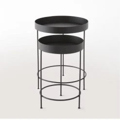 Acheter ???? Consoles Rondes Métal Noir Mat Ø30 X H45 Cm + Ø40 X H50 Cm ???? -Buffets Shop consoles rondes metal noir mat o30 x h45 cm o40 x h50 cm 03