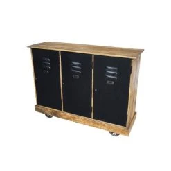 Nouveau ✨ Enfilade 3 Portes En Métal Et Bois Ciré L120 X P40 X H90 ????