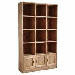 Meilleure affaire ???? Etagère 12 Cases 3 Portes En épicéa Ciré Miel 119x40x205 ????