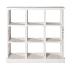 Budget ✔️ Etagère 9 Cases Héritage Double Face L119 X P39 X H110cm Pin Blanc Patiné ????