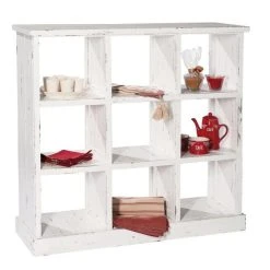 Budget ✔️ Etagère 9 Cases Héritage Double Face L119 X P39 X H110cm Pin Blanc Patiné ???? -Buffets Shop etagere 9 cases heritage double face l119 x p39 x h110cm pin blanc patine 30