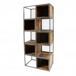 Sortie ???? Étagère à 5 Niches Bois Ciré Avec Fond Grillagé L80 X P40 X H187 ????