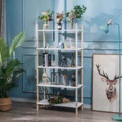 Nouveau ⌛ Etagere Bibliotheque Scandinave Moderne De 5 Niveaux Bois ???? -Buffets Shop etagere bibliotheque scandinave moderne de 5 niveaux bois 02