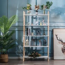 Nouveau ⌛ Etagere Bibliotheque Scandinave Moderne De 5 Niveaux Bois ???? -Buffets Shop etagere bibliotheque scandinave moderne de 5 niveaux bois 03