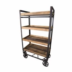 Offres ???? Etagère Chariot Ciré 4 Plateaux Sur Roues L90 X P50 X H170 ????