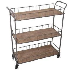 Coupon ???? Etagère Cirée 3 Niveaux Sur Roulettes L81.5 X P32 X H88.5 ????