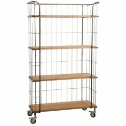 Bon marché ???? Etagère En Bois Et Métal Sur Roulettes 94x41x159 ????
