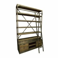 Promo ???? Etagère Industrielle Cirée Avec échelle L160 X P45 X H245 ????