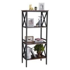 Le moins cher ???? Etagère Metal-bois L56 X P34 X H131 Cm ???? -Buffets Shop etagere metal bois l56 x p34 x h131 cm 03