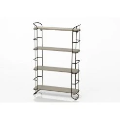 Offres ???? Etagère Metal Et Bois 4 Niveaux 50x16x80cm ????