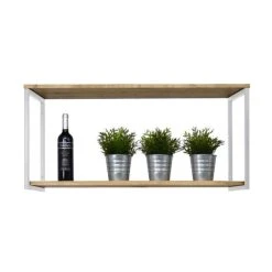 Coupon ???? Étagère Murale Double Icub Industriel Vintage 30x100x47cm 18mm. Blanc ????