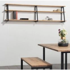 Promo ✨ Étagère Polygonal Ascendant 100x35x47cm Noir – 2 Supports – Industriel ???? -Buffets Shop etagere polygonal ascendant 100x35x47cm noir 2 supports industriel 04