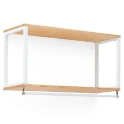 Le moins cher ???? Étagère Portemanteau Icub Style Scandinave 30x100x55cm Blanc-Naturel ????