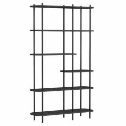 Tout neuf ???? Etagere Scandinave 6 Niv, Noir Struct. Métal Noir, Plateaux Bois 100x30x169 Cm ???? -Buffets Shop etagere scandinave 6 niv noir struct metal noir plateaux bois 100x30x169 cm 03