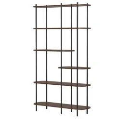Sortie ???? Etagere Scandinave 6 Niv, Structure Métal Noir, Plateaux Bois 100x30x169 Cm ????