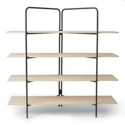 Offres ???? Etagère Symira Structure Noire 4 Tablettes Bois L170 X H 170 Cm ✔️