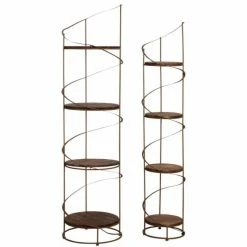 Meilleur prix ???? Etagères Rondes En Bois Et Métal 31 X 31 X 150 - 41 X 41 X 160 ????