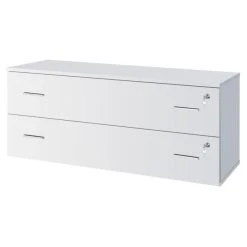 Le moins cher ✔️ Meuble 2 Tiroirs Avec Serrures - L120xP42xH51cm - Blanc ????