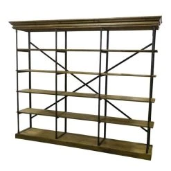 Promo ???? Meuble étagère En Fer Et Bois Ciré L270 XP 46 X H223 ????