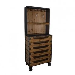 Les meilleures critiques de ⌛ Meuble Indus Ciré Avec Porte Verre étagère Et 6 Tiroirs L65 X P32 X H158 ???? -Buffets Shop meuble indus cire avec porte verre etagere et 6 tiroirs l65 x p32 x h158 05