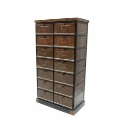 Sortie ???? Meuble Industriel 14 Tiroirs Fer Antique L78 X P42 X H145 ❤️