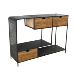 Grosses soldes ❤️ Meuble Industriel Noir Ciré Avec 3 Tiroirs L 110 X P36 XH80 ✨