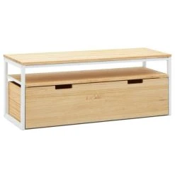 Le moins cher ???? Meuble Tv Icub3 Avec étagère Et Conteneur 40x120x45 Cm Blanc-naturel ????
