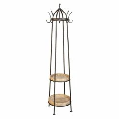 Promo ⭐ Perroquet Avec 2 Plateaux Bois Ciré Ø50 X H186 ????